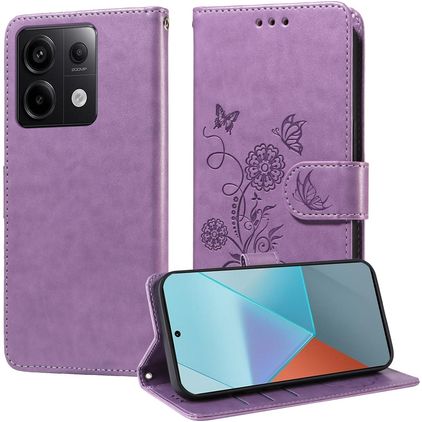 Mobigear Flowers POCO X6 Étui Portefeuille - Violet
