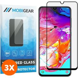 Mobigear Premium Samsung Galaxy A70 Verre trempé Protection d'écran - Compatible Coque - Noir (Lot de 3)