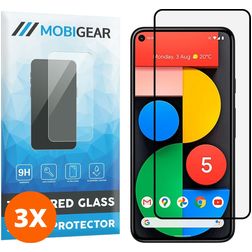 Mobigear Premium Google Pixel 5 Verre trempé Protection d'écran - Compatible Coque - Noir (Lot de 3)