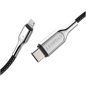 Cygnett Armoured Braided - Câble USB-C vers Apple Lightning MFI 0.1 mètre - Noir