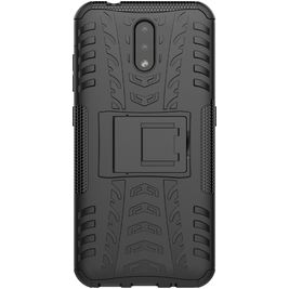 Mobigear Tire Coque Nokia 2.3 Coque arrière Rigide Anti-Chocs avec Support Amovible - Noir