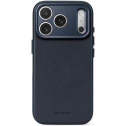 Decoded Coque iPhone 18 Pro MagSafe Coque arrière en Cuir Véritable Anti-Chocs - Midnight Blue