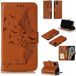 Mobigear Feather Housse iPhone 11 Etui Porte-Monnaie - Marron