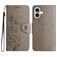 Mobigear Flowers Housse iPhone 16 Etui Porte-Monnaie - Gris