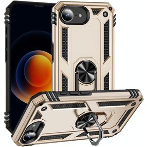 Mobigear Armor Ring Coque iPhone 17e Coque arrière Rigide Anti-Chocs avec Anneau-Support - Or
