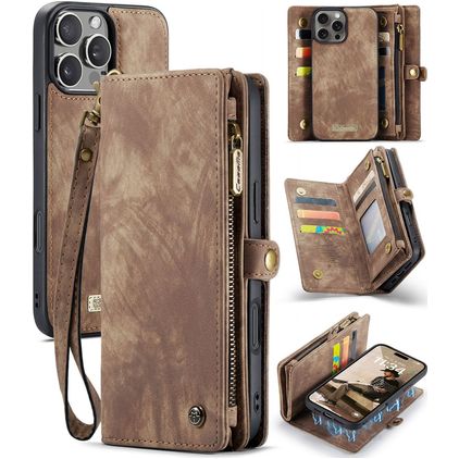 Caseme 008 Housse iPhone 16 Pro Etui avec Coque Détachable Porte-Monnaie - Marron