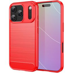 Mobigear Brushed Slim Coque iPhone 18 Pro Coque arrière en TPU Souple - Rouge