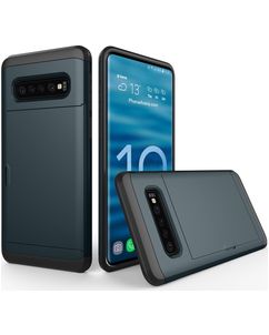 Mobigear Card Coque Samsung Galaxy S10 Coque arrière Rigide Anti-Chocs avec Porte-Cartes - Bleu Marin
