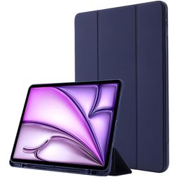 Mobigear Tri-Fold Gel Coque iPad Air 13 Pouces (2025) Etui en TPU,Similicuir + Porte-crayon - Dark Blue
