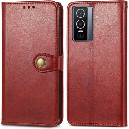 Mobigear Snap Button Housse Vivo Y76 Etui Porte-Monnaie - Rouge