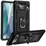 Mobigear Armor Ring Coque Google Pixel 7 Pro Coque arrière Rigide Anti-Chocs avec Anneau-Support - Noir