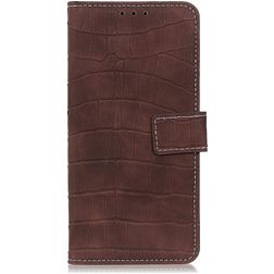 Mobigear Croco Housse LG K50s Etui Porte-Monnaie - Marron