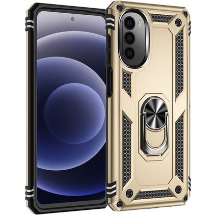 Mobigear Armor Ring Coque Motorola Moto G52 Coque arrière Rigide Anti-Chocs avec Anneau-Support - Or