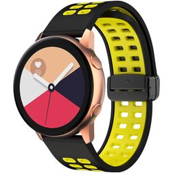 Mobigear Sport Plus Mag Bracelet Silicone Smartwatch Fermeture magnétique - Connexion universelle de 20 mm - Noir / Jaune