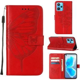 Mobigear Butterfly Housse Realme 9 Pro Plus Etui Porte-Monnaie - Rouge