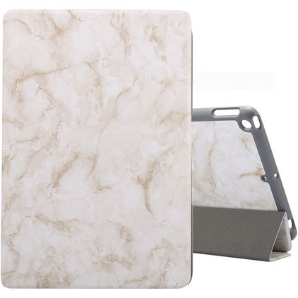 Mobigear Tri-Fold Marble Coque iPad 9 (2021) Etui + Porte-crayon - Blanc