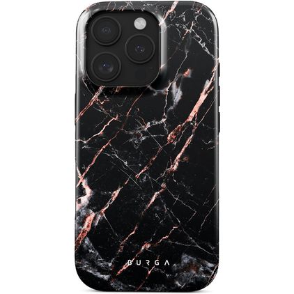 Burga Tough iPhone 16 Pro Plastique rigide Coque arrière Antichoc - Rose Gold Marble