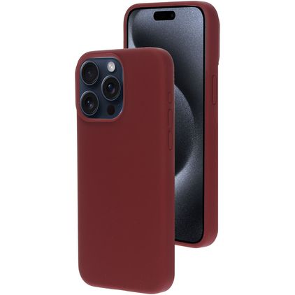 Mobiparts Coque iPhone 15 Pro Max Coque arrière en Silicone - Plum Red
