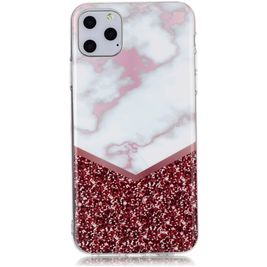 Mobigear Marble Coque iPhone 11 Pro Coque arrière en TPU Souple - Blanc / Rouge