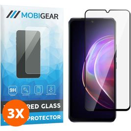 Mobigear Premium Vivo V21 Verre trempé Protection d'écran - Compatible Coque - Noir (Lot de 3)