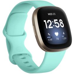 Mobigear Sport Dual Bracelet Silicone Fitbit Versa 3 Fermeture à clou et passant - Turquoise