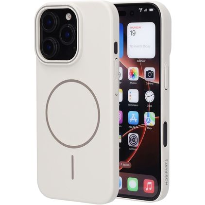 Mobiparts Slim Line Coque iPhone 16 Pro MagSafe Coque arrière Rigide - Off White