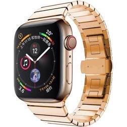 Mobigear Madrid Bracelet Acier Apple Watch Fermeture boucle déployante - 49/46/45/44 mm - Rose doré