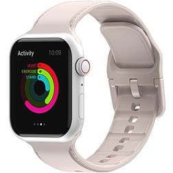 Mobigear Dashed Bracelet Silicone Apple Watch Fermeture boucle ardillon - 42/41/40/38 mm - Rose saumon