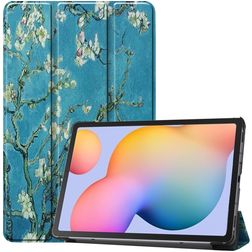 Mobigear Tri-Fold Coque Samsung Galaxy Tab S6 Lite Etui - Fleurs d'amande