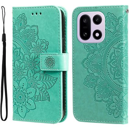 Mobigear Flowers Housse OnePlus 15 Etui Porte-Monnaie - Vert