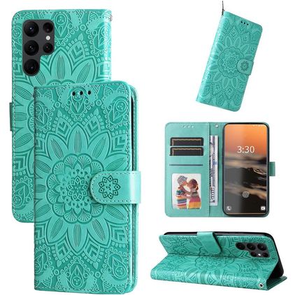 Mobigear Sunflower Samsung Galaxy S23 Ultra Étui Portefeuille - Vert