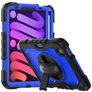 Mobigear SureGrip Xtreme Coque iPad Mini 7 (2024) Coque arrière en Plastique rigide,Silicone + Porte-crayon + Bandoulière + Support Amovible - Noir / Bleu