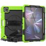 Mobigear SureGrip Xtreme Coque iPad Air 11 Pouces (2024) Coque arrière en Plastique rigide,Silicone + Porte-crayon + Bandoulière + Support Amovible - Noir / Vert