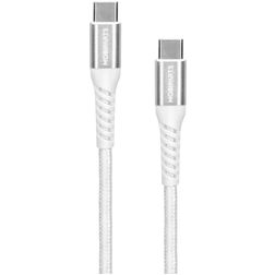 Mobiparts Woven Cable - Câble USB-C vers USB-C 1.5 mètres - Blanc