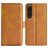 Mobigear Slim Magnet Housse Sony Xperia 1 IV Etui Porte-Monnaie - Cognac