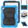 Mobigear SureGrip Xtreme Coque iPad 11 (2025) Coque arrière en Plastique rigide,Silicone + Bandoulière + Support Amovible - Noir / Bleu
