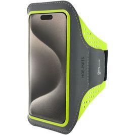 Mobiparts Comfort Fit Brassard Téléphone iPhone 15 Pro Brassard Coque de Sport en Neoprène - Neon Green