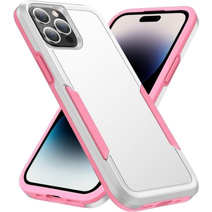 Mobigear Heavy Armor iPhone 14 Pro Plastique rigide Coque arrière Antichoc - Blanc / Rose