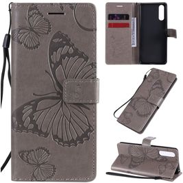 Mobigear Butterfly Housse Sony Xperia 10 II Etui Porte-Monnaie - Gris