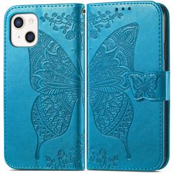 Mobigear Butterfly Housse iPhone 13 Mini Etui Porte-Monnaie - Bleu
