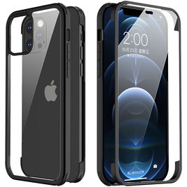 Valenta Full Cover Coque iPhone 12 Pro Coque arrière en Verre trempé Anti-Chocs - Noir