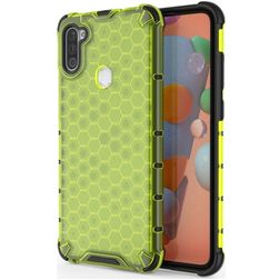 Mobigear Honeycomb Coque Samsung Galaxy A11 Coque arrière Rigide Anti-Chocs - Vert