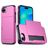 Mobigear Card Coque iPhone 16e Coque arrière Rigide Anti-Chocs avec Porte-Cartes - Magenta