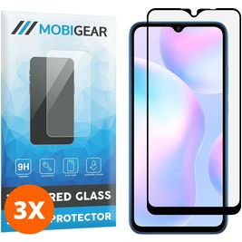 Mobigear Premium Xiaomi Redmi 9A Verre trempé Protection d'écran - Compatible Coque - Noir (Lot de 3)
