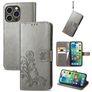 Mobigear Clover Housse iPhone 15 Pro Max Etui Porte-Monnaie - Gris