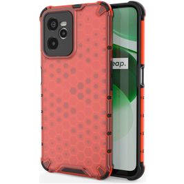 Mobigear Honeycomb Coque Realme C35 Coque arrière Rigide Anti-Chocs - Rouge