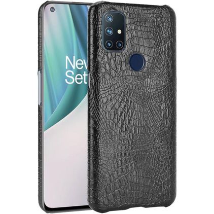 Mobigear Croco OnePlus 8 Pro Plastique rigide Coque arrière - Noir