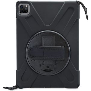 Xccess Survivor All-round Coque iPad Pro 12.9 Pouces (2022) Coque arrière en Plastique rigide,Silicone + Bandoulière + Support Amovible - Noir