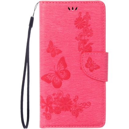 Mobigear Butterfly Housse iPhone SE (2020) Etui Porte-Monnaie - Magenta