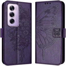 Mobigear Butterfly Housse OPPO Reno 12 Pro Etui Porte-Monnaie - Violet